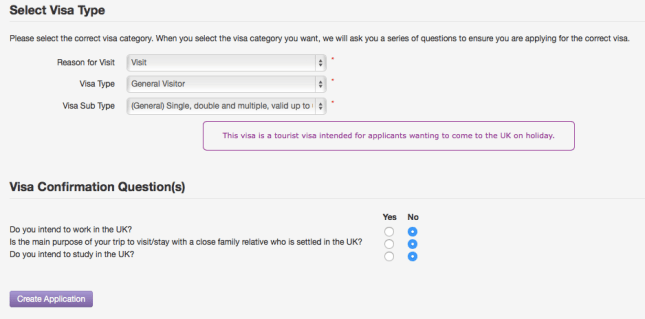 Aplikasi online visa Inggris
