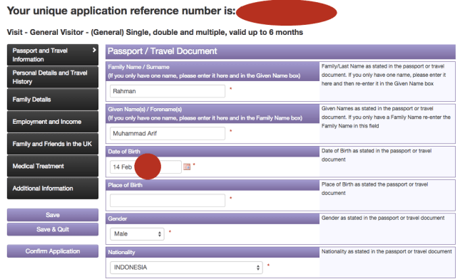 Aplikasi online visa Inggris