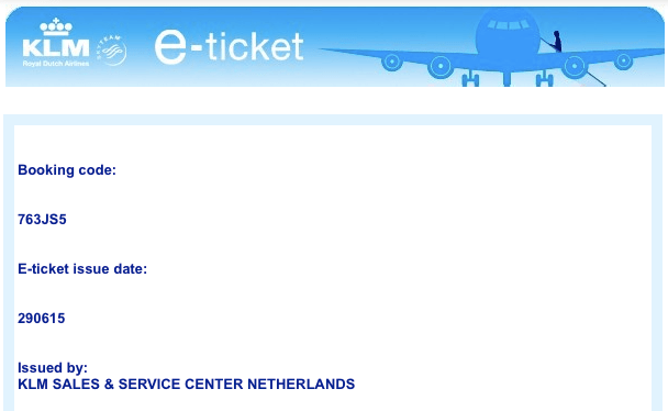 eTicket KLM