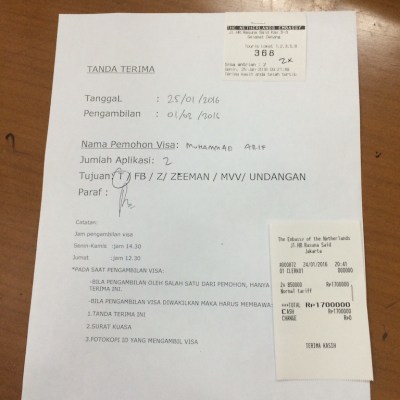 Tanda Terima Visa Schengen