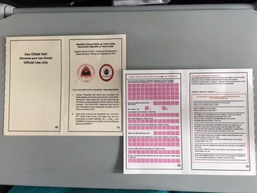 Arrival and Departure Card Timor Leste